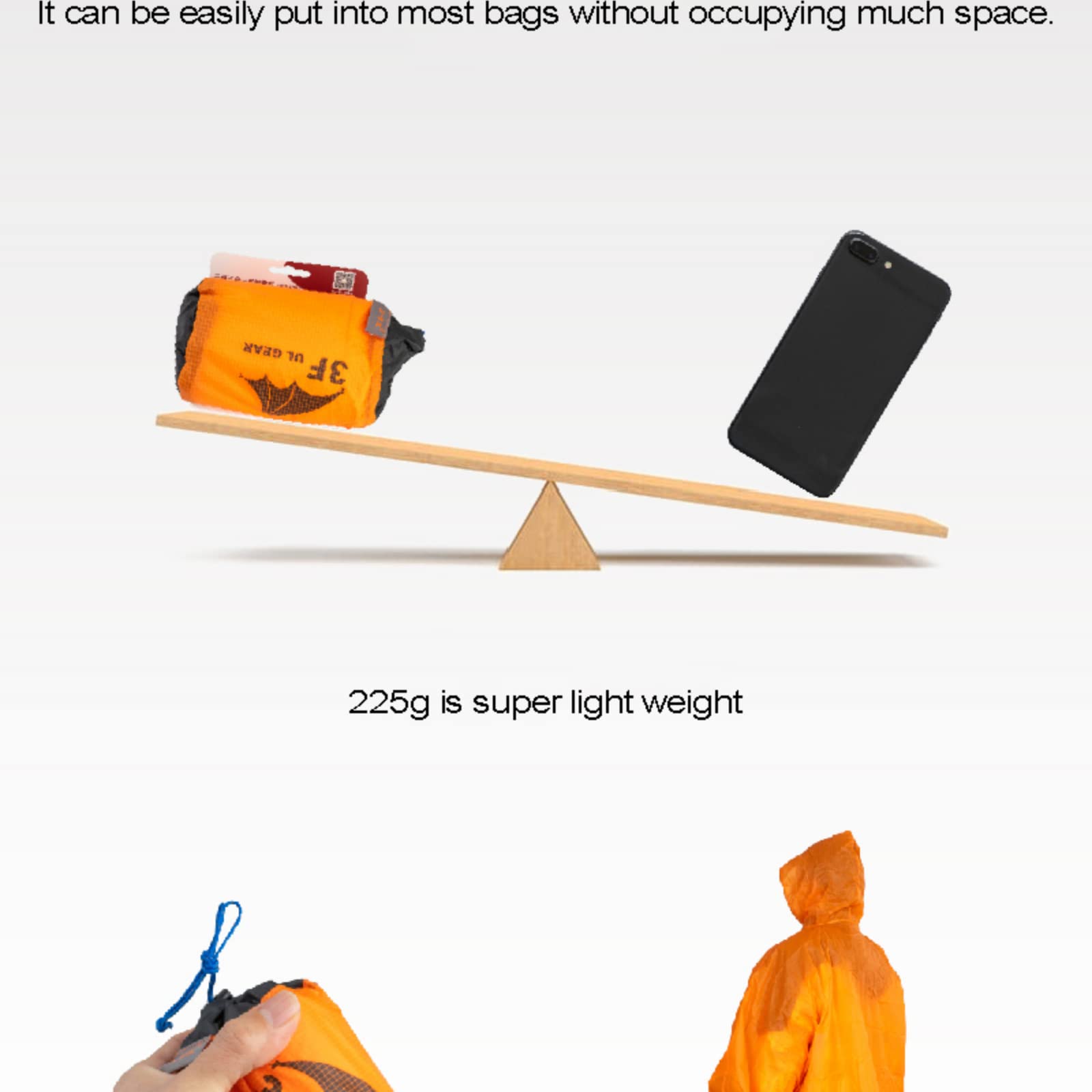 3F UL GEAR Leichter Wanderponcho, wasserdichter Rucksack-Poncho, Regenmantel für Outdoor, Trekking, Camping, Wandern