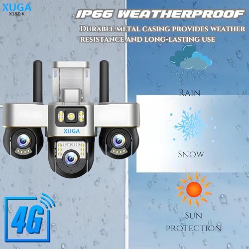 Image of XUGA - Cybernautt K18Z (6+6+6) MP 3 Lens PTZ 4G Sim Wireless Outdoor CCTV Camera with All 3 Lens Mobile Operated | 360 | Night Vision | Motion Detection | Gym | Farm | Use Air-tel 4G Sim