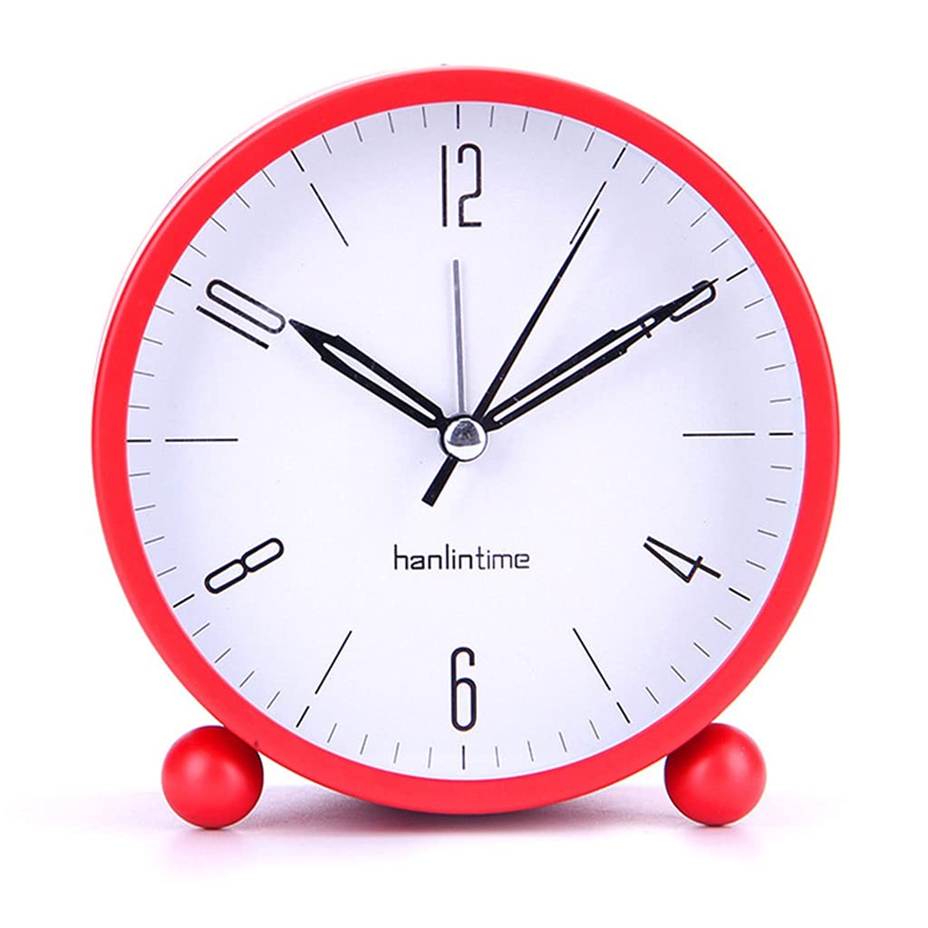 HRWLY Mute Alarm Clock Desktop Round Digital With Luminous Bedroom Bedside Small Decoration(Rosso)
