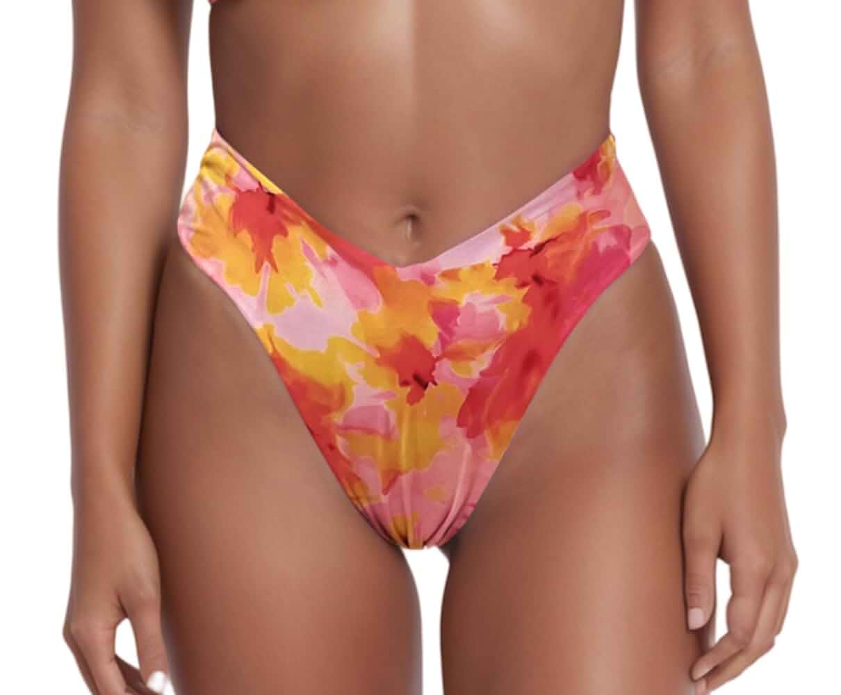 geluboao Women's Bikini Bottom Sexy V Cut High Cut Swimsuit High Waisted Bathing Suit Bottoms