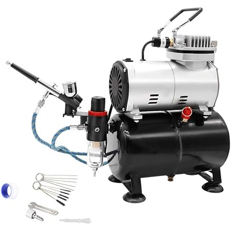 Amazon Ausuc エアブラシ コンプレッサー セット エアーブラシ スターティングキット エアーコンプレッサー 3lタンク付 オイルレス エアコンプレッサー ホビー 塗装 エアコンプレッサー