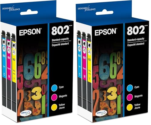 Image of Epson 802 DURABrite Ultra Ink Standard Capacity Color Combo Pack (T802520-S) Works with Workforce Pro WF-4720,4730,4734,4740,(Pack of 2)