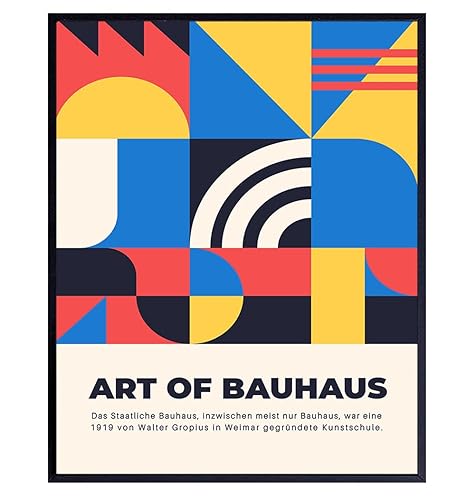 Bauhaus Poster Geometric Wall Decor - Vintage Retro Modern art, Contemporary art - Red Yellow Blue Black Mid-century modern Wall Art - Minimalist
