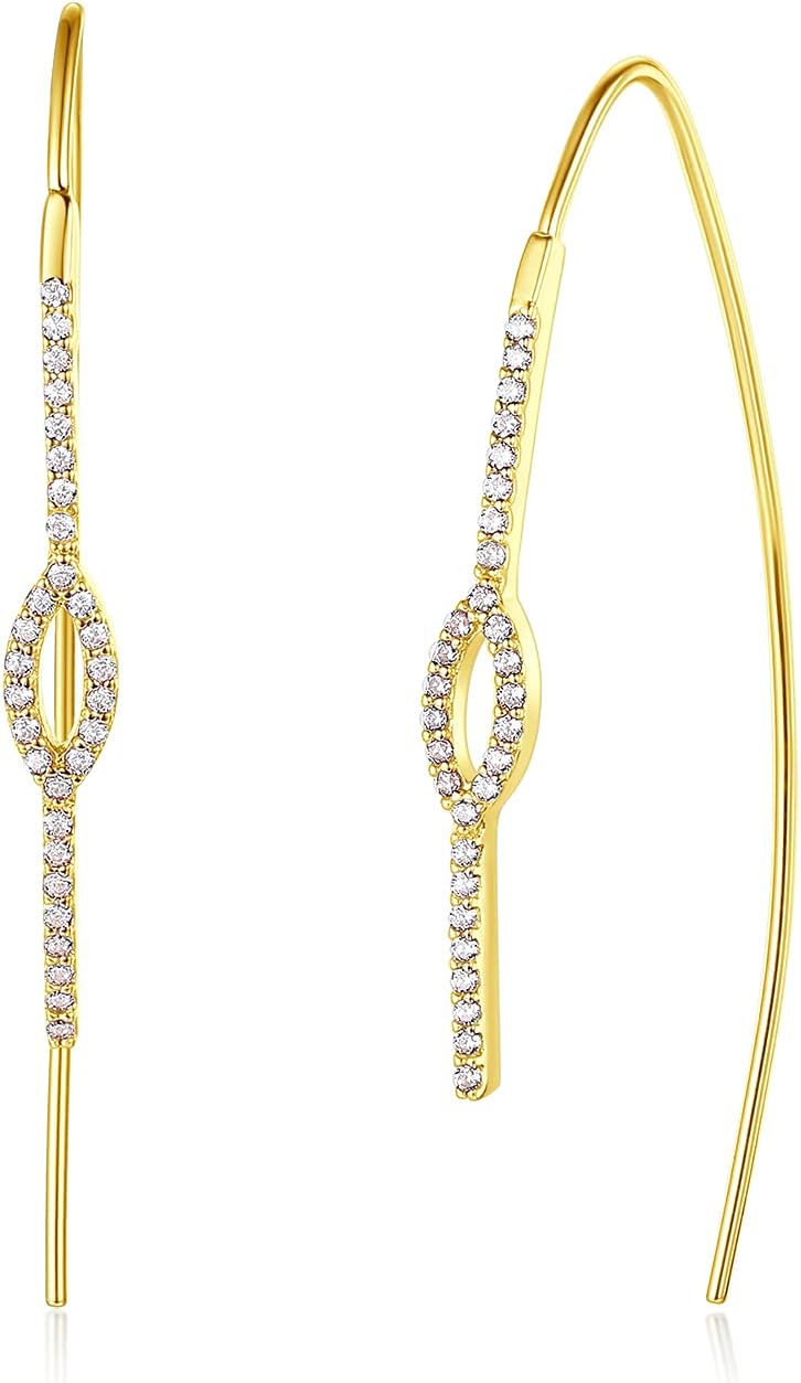 Simulated Pearl Dangle Earrings for Women - Geometric Pave/Snowflake/Bow/Strip/Gourd/Good Luck Hypoallergenic Drop Earrings Jewelry For Women Gift