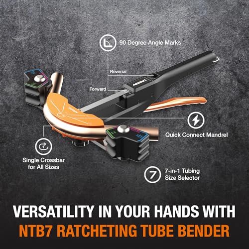 Image of NAVAC NTB7 Ratcheting Tubing Bender for HVAC - Soft Copper Bender for Sizes 1 /4, 5 /16, 3 /8, 1 /2, 5 /8, 3 /4, 7 /8 Inch OD