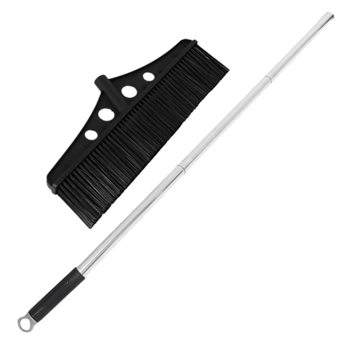 Scopa a Spinta per Esterni con Manico in Acciaio Inox, Spazzola da Giardino Smontabile per Cortile, Patio e Magazzino, Pulizia Professionale di Superfici Ruvide e Ampie Aree