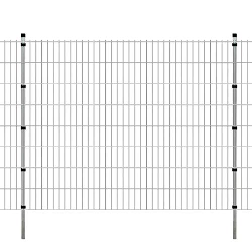Preisvergleich Produktbild vidaXL Doppelstabmattenzaun Zaunanlage Garten Pfosten 2008x1630mm 30m Verzinkt