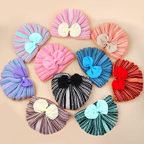 Onesing 2 Pairs Baby Turban Hats Baby Hats Soft Newborn Hats Knit Baby Beanie Cute Infant Winter Hat Stretch Newborn Turbans For Baby Girls Boys #TOP6