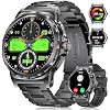 Military Smart Watch for MenAnswer/Dial Calls,1.46 AMOLED Touchscreen/5ATM Waterproof/120+ Sports Modes Fitness Watch with Blood Pressure/Heart Rate/SpO2/Pedometer for Android/iOS Smartwatch