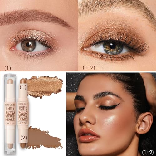 2 In 1 Highlight and Contour Stick, Cream Contouring Bronzer Makeup Stick Lightweight Bright Colour Corrector Sculpting Facial Long Lasting Waterproof Contour Stick - Image 7
