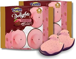 Peeps Delights - Pack of 2 - Strawberry Flavored Chicks Dipped in Milk Chocolate - 4 Count Packages