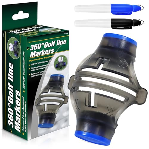 Image of Gwtdtoad Golf Ball Liner Marker 360° Golf Alignment Set with 2 Marker Pens, Ball Marking Tools Accessories Line Drawing Marker for Men Women Golfers