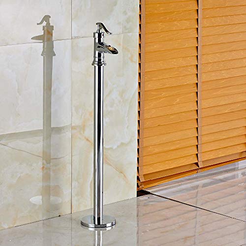 Robinet mitigeur de baignoire cascade au sol, mitigeur salle de bains chrome
