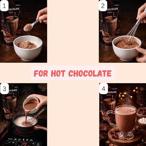 Image of CupNest Orange Hot Chocolate Mix powder | Rich & Creamy Cocoa Mix with Natural Orange powder | Instant Chocolate Drink | Artisanal hot cocoa drink | No Preservatives | 250g