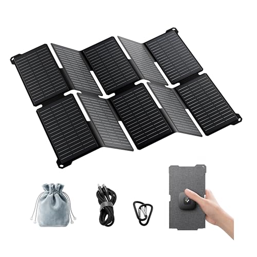 Image of GEYOTO 35W Solar Panel Charger with USB-A and USB-C Ports, 25.4% High Efficiency Folding Portable Solar Charger Compatible with Phones,Power Bank,IP68 Waterproof Solar Charger for Backpacking