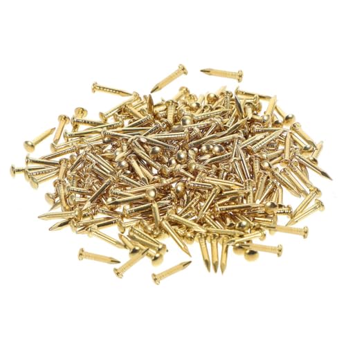 Holibanna 100Pcs Copper Picture Frame Hanging Nails Head Fasteners for Woodworking Furniture Crafts and Art Projects Durable and High Penetrating Power