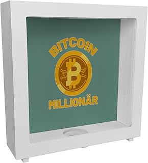 Bitcoin Millionär Rahmen Spardose aus Holz mit grünem Hintergrund und Kryptowährung EIN dekoratives Sparschwein für Trading-Experten Kryptowährung Sparbüchse Investieren sparen