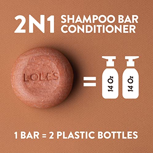 Lole's Shampoo Bar & Conditioner 2In1 With Argan Oil For Normal To Oily Hair, Repair & Damage Control, 99% Natural Origin Ingredients, Sustainably Sourced Beeswax, Free From Preservatives, Silicones, Soap, & Dyes, With Plastic Free Packaging, 3.5 Oz #TOP4
