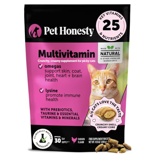 Cat Multivitamin Crunchy & Creamy Chews - Cat Treats for Health + Immune, Joint Support, Skin &...