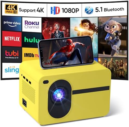 Vidéoprojecteur Portable 2025 - 18000 Lumens, WiFi, Bluetooth, Compatible 4K/1080p - Pour Cinéma Maison, Gaming, Extérieur