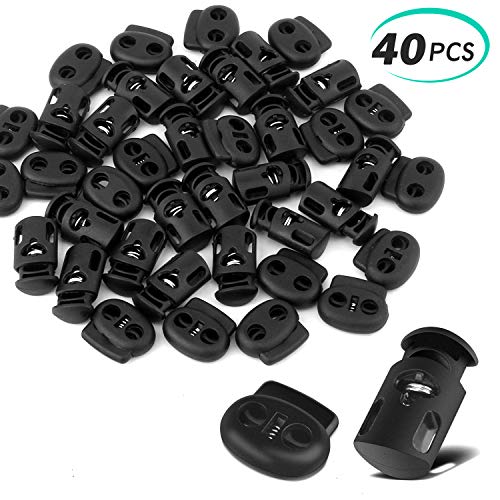 Alcoon 40 Pieces Plastic Cord Locks End Spring Stopper Fastener Slider End Spring