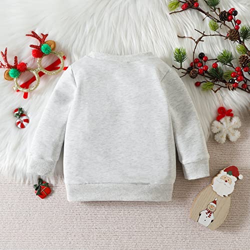 Adult Small Athletic Shirts Toddler Christmas Letters Prints Long Sleeve Sweatshirt Pullover Christmas Tops Little Boys Long Sleeve Shirts (Grey, 2-3 Years)2