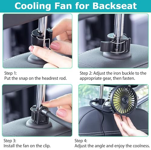 Image of RIGGEAR Car Fan, USB Powered Car Cooling Fan for Front Dashboard /Headrest /Baby Stroller, Powerful 3 Speed, Quiet Motor with 360 Adjustable Flexible Rod, Best USB Table Top Fan for Home, Office