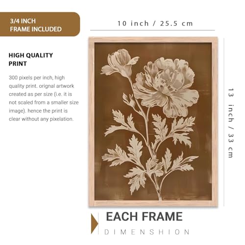 Image of kotart Aesthetic Botanical Art Home Decoration Painting | Floral Paintings With Frame For Living Room Bed Room Hotel Wall Decor Digital Reprint Set of 3 (10X13 inch)