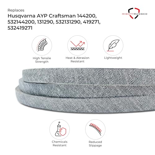Image of 144200 Craftsman Deck Belt Replacement, Length 88.375 inch, Heavy-Duty Aramid Cord Belt Replaces 131290 532131290 419271 532144200 for Husqvarna LT, LTH, LR, YT, YTH Series, Series of Poulan Craftsman