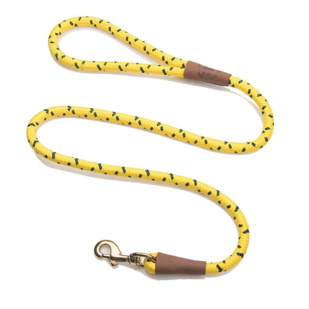 Mendota Pet Snap Leash - British-Style Braided Dog Lead, Made in The USA - Hi-Viz Yellow, 1/2 in x 6 ft - for Large Breeds