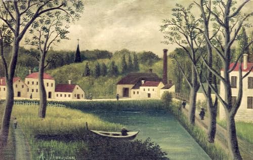 Moderne Art Murale Impression Henri Rousseau - Poster Paysage Pêcheur Graffiti Grand Format