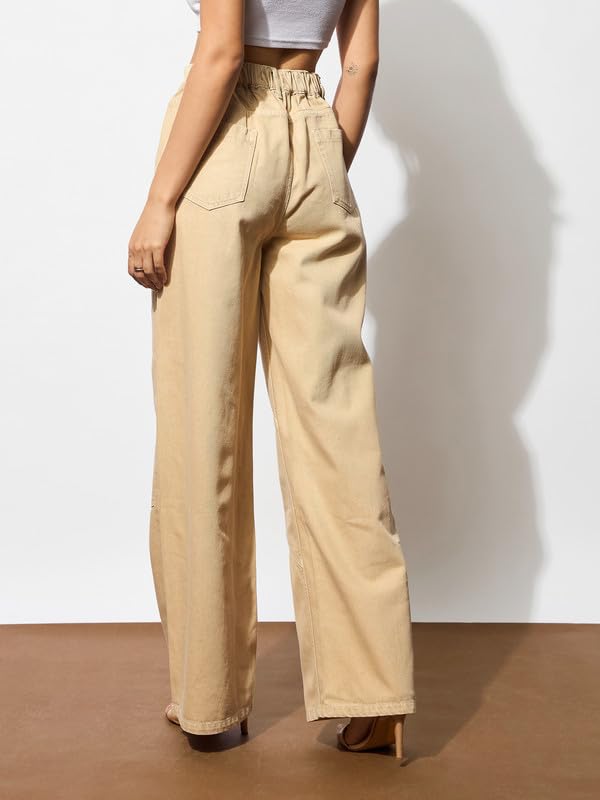 Image of barcino Navy High-Rise Stitch Detail Straight Jeans
