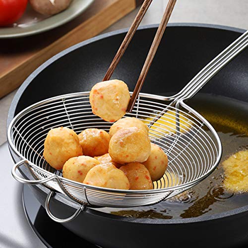 Colher ranhurada de aço inoxidável Doitool de metal resistente ao calor com cabo de madeira, coador