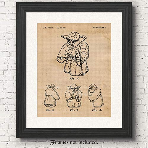 Vintage Star Wars Yoda Patent Poster Prints, Set of 1 (11x14) Unframed Photo, Wall Art Decor Gifts Under 15 for Home, Office, Garage, Shop, Man Cave, College Student, Teacher, Comic-Con & Movies Fan