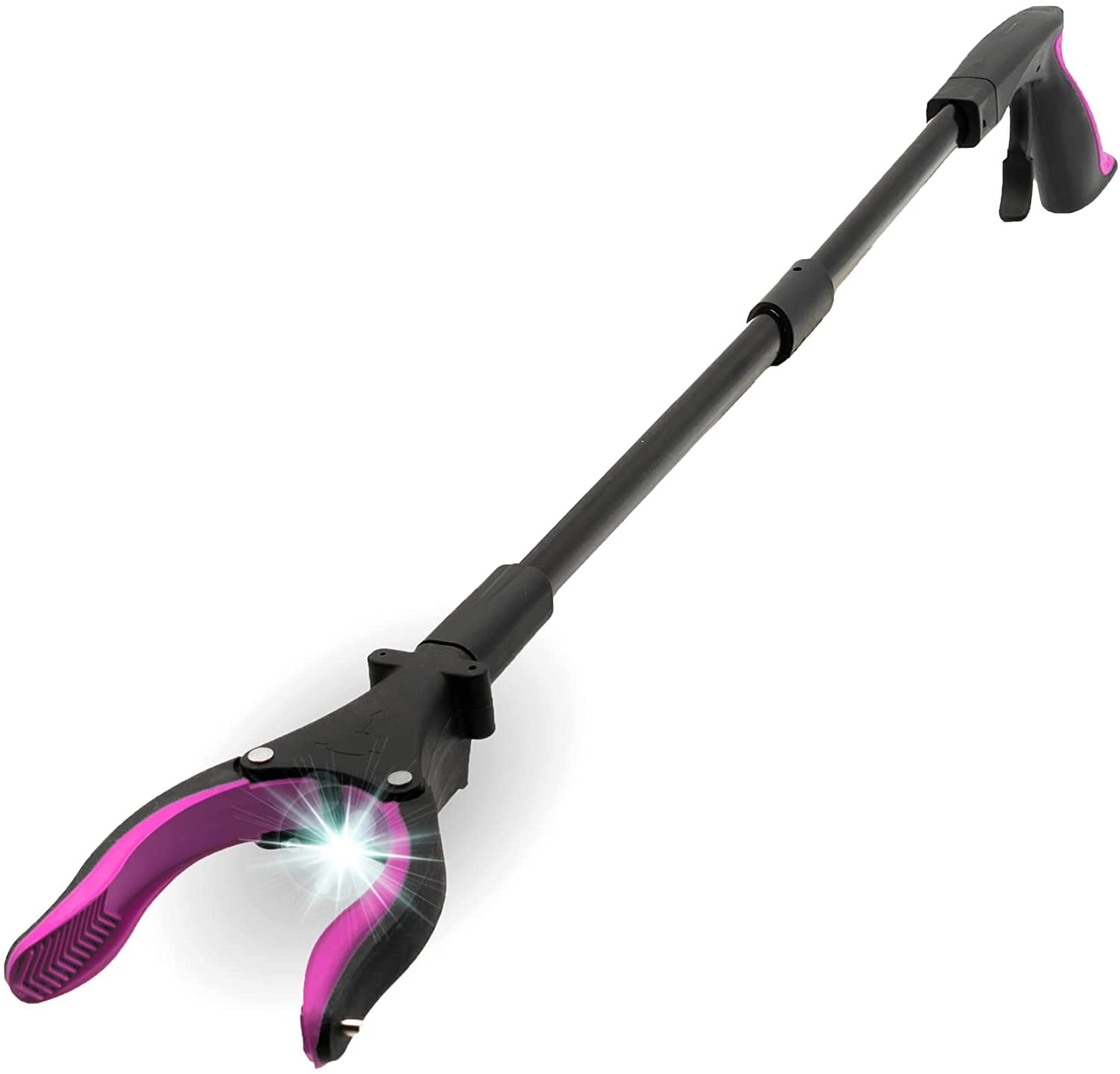 Luxet Greifwerkzeug, 48,3 cm, Aluminium, magnetische Klaue mit LED-Licht, leicht, faltbar, Greifwerkzeug, Greifer für ältere Menschen, Greifwerkzeug, Müllpicker, Greifer, Rosa, 2 Stück