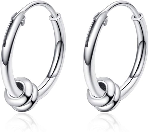 Miniatura 3 de 2 pares de aretes de aro con forma de bola geométrica punk y plata con círculos redondos de espinas redondas para hombres y mujeres, joyería de hip