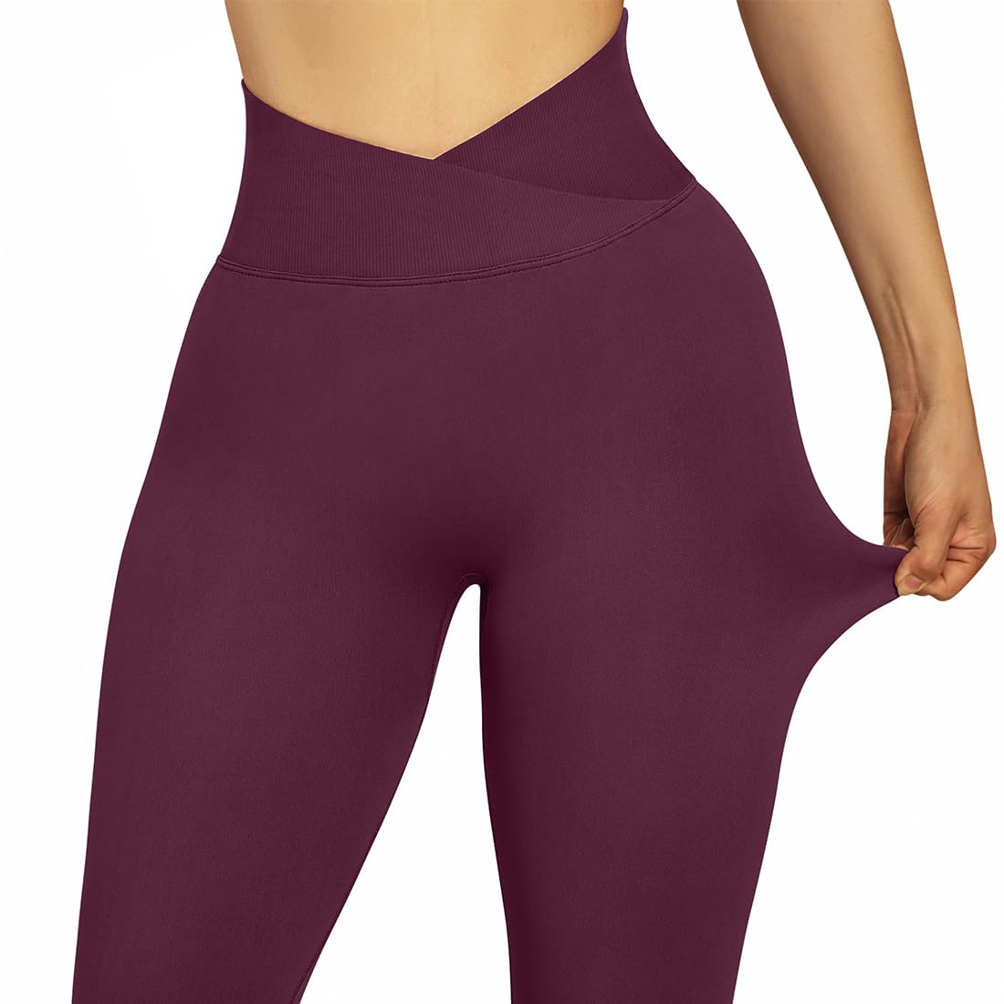 SUUKSESS Women Crossover Seamless Leggings Butt Lifting High Waisted Workout Yoga Pants