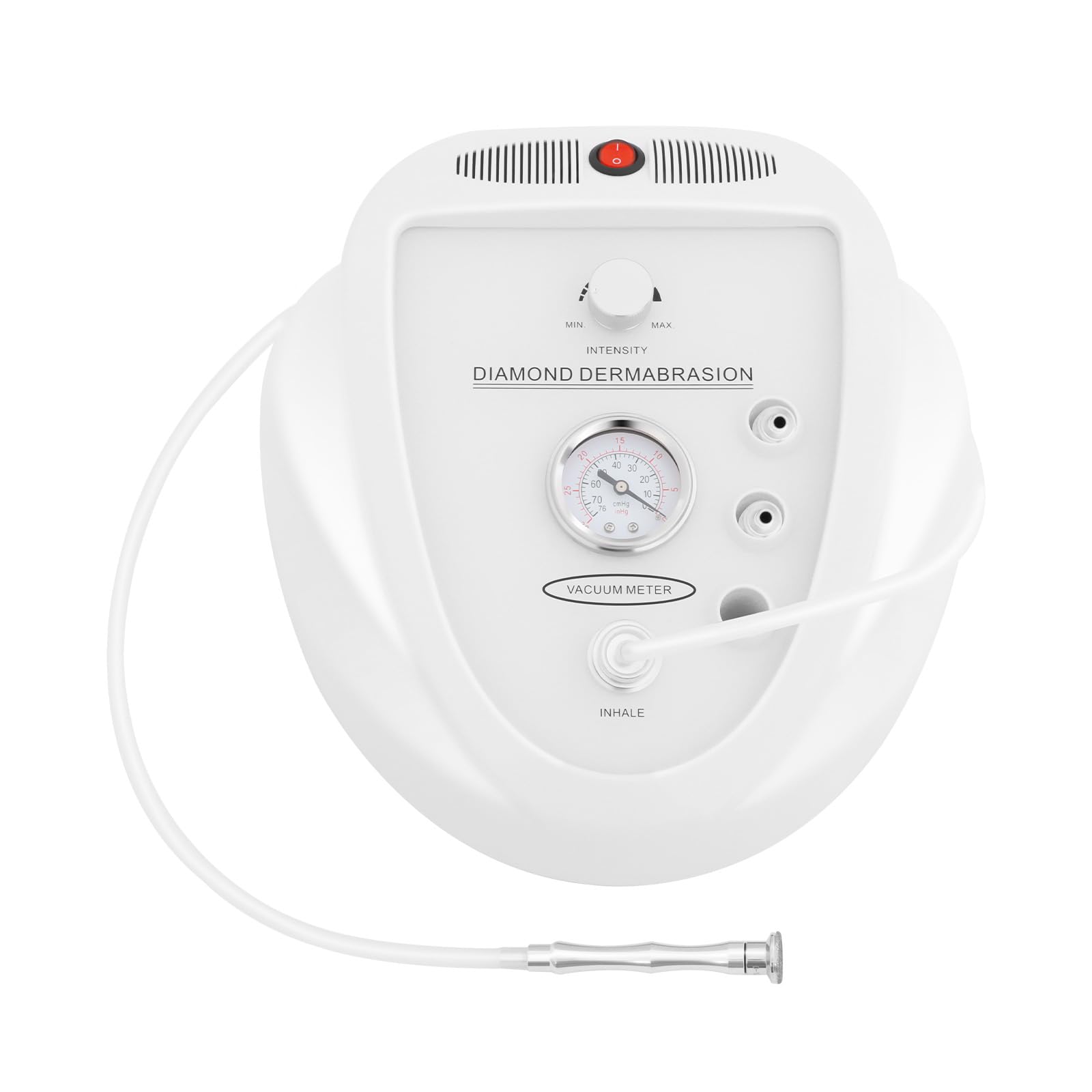Diamante - Dispositivo per microdermoabrasione con nove livelli di aspirazione regolabili, 50 W, dispositivo per la cura del viso a vuoto per casa e salone di bellezza, bianco