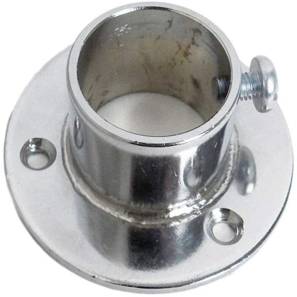 CompleteShopfittings Wall Floor Flange 25mm Diameter New Clothes Garment Rail Walk In Wardrobe Chrome Tubing Hanging Rail System