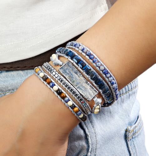 Image of Boho Stone Wrap Bracelet for Women,Turquoise Beaded Bracelet Jewelry Gift