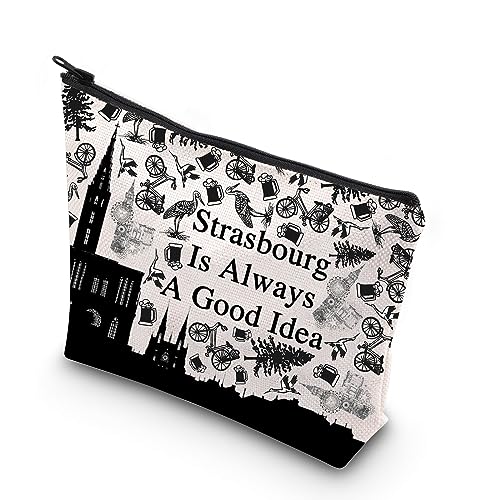 WCGXKO Strasbourg Gift Strasbourg Trip Gift Strasbourg Is Always A Good Idea Zipper Pouch Makeup Bag (Strasbourg)