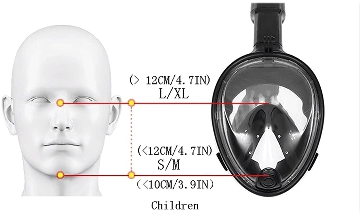 Maschera da Snorkeling in Silicone Integrale, boccaglio subacqueo a 180 ° Maschera da Immersione a Bocca Piatta a Bocca Piatta a Secco Adatta per Adulti e Bambini (al)