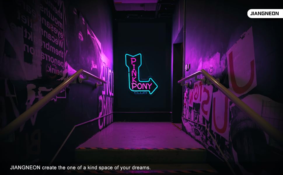 Image of Pink Pony Neon Sign Cowgirl Neon Light for wall decor Party Pub Man Cave USB Powered (15.6x12.3 Inch)