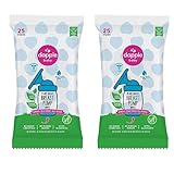 Dapple Baby - Toallitas para extractor de leche hipoalergénicas y alimentadas por plantas, elimina los residuos de leche, no deja sabor, práctica bolsa de toallitas, sin fragancia, 25 unidades