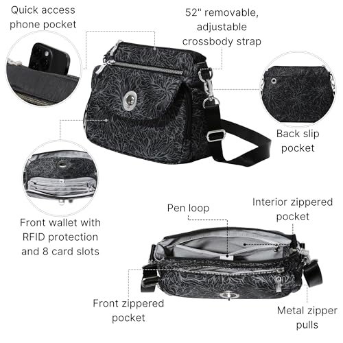 Image of Baggallini Calais Crossbody Bags for Women 10x7 Lightweight Water-Resistant Travel Purse, RFID & Interior Organization