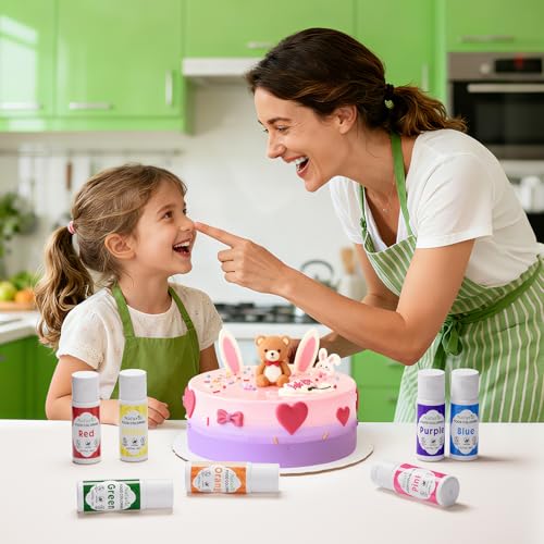 Image of Natural Food Coloring for Cake Decorating 7x20ml, Cherrysea Vibrant Large Capacity Rainbow Liquid Colors FD&C & Artificial Dye Free Formula for Baking Cookie Buttercream, Frosting & Slime