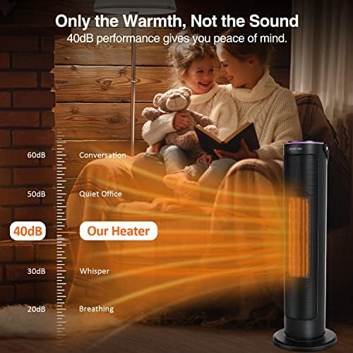 Electric Fan Heater 2000W Electric Ceramic Vertical Space Heater with Timer LED Display Touch & Remote Control 3 Heat Settings 65°Oscillation, Silent & Safety Protection, for Home, Office, Bedroom
