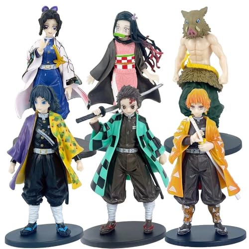 Image of Mini Action Figures, Multiple Character Collectible Set, Car Dashboard, Decoration and Cake Topper Toys for Fans 5-15 cm (Demon Slayer Big Size, 6 Pcs Set)