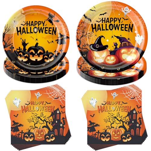 Halloween Partygeschirr Set,40 Stück Halloween Party Geschirr Teller...