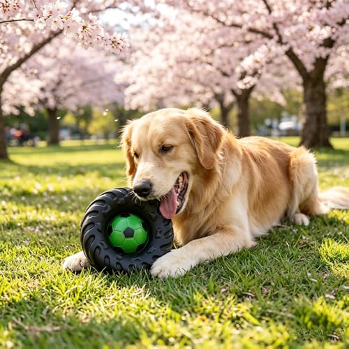 Hundespielzeug mit integriertem Quietscher, Tennisreifen, interaktives Welpenspielzeug, bissfest, Spielzeug für Langeweile-4